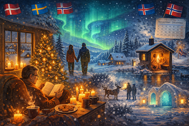 নর্ডিক দেশগুলো নভেম্বর–ডিসেম্বরে অন্ধকারে আলো খোঁজে